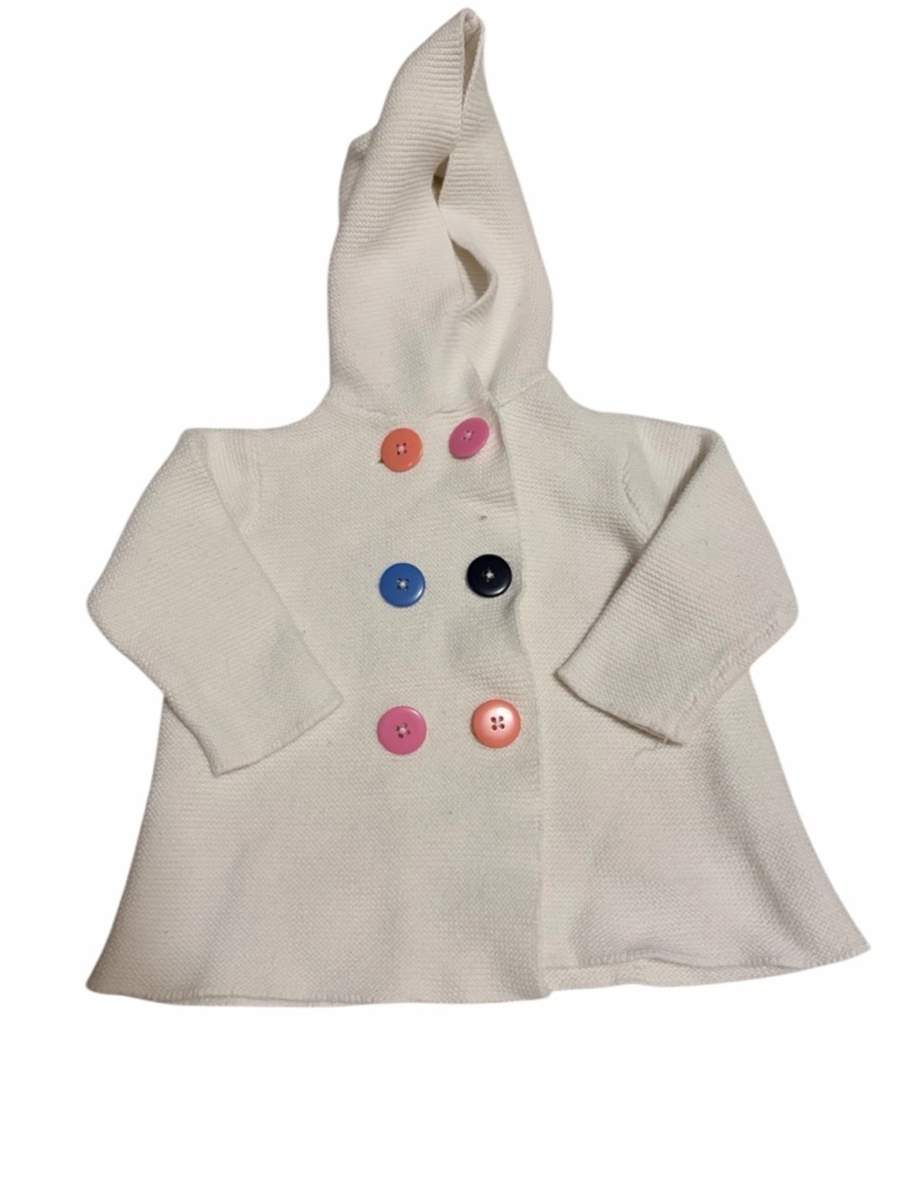 5/$30 🎈 Nursery rhyme Cream Hooded Knit sweater with Buttons size 12 months